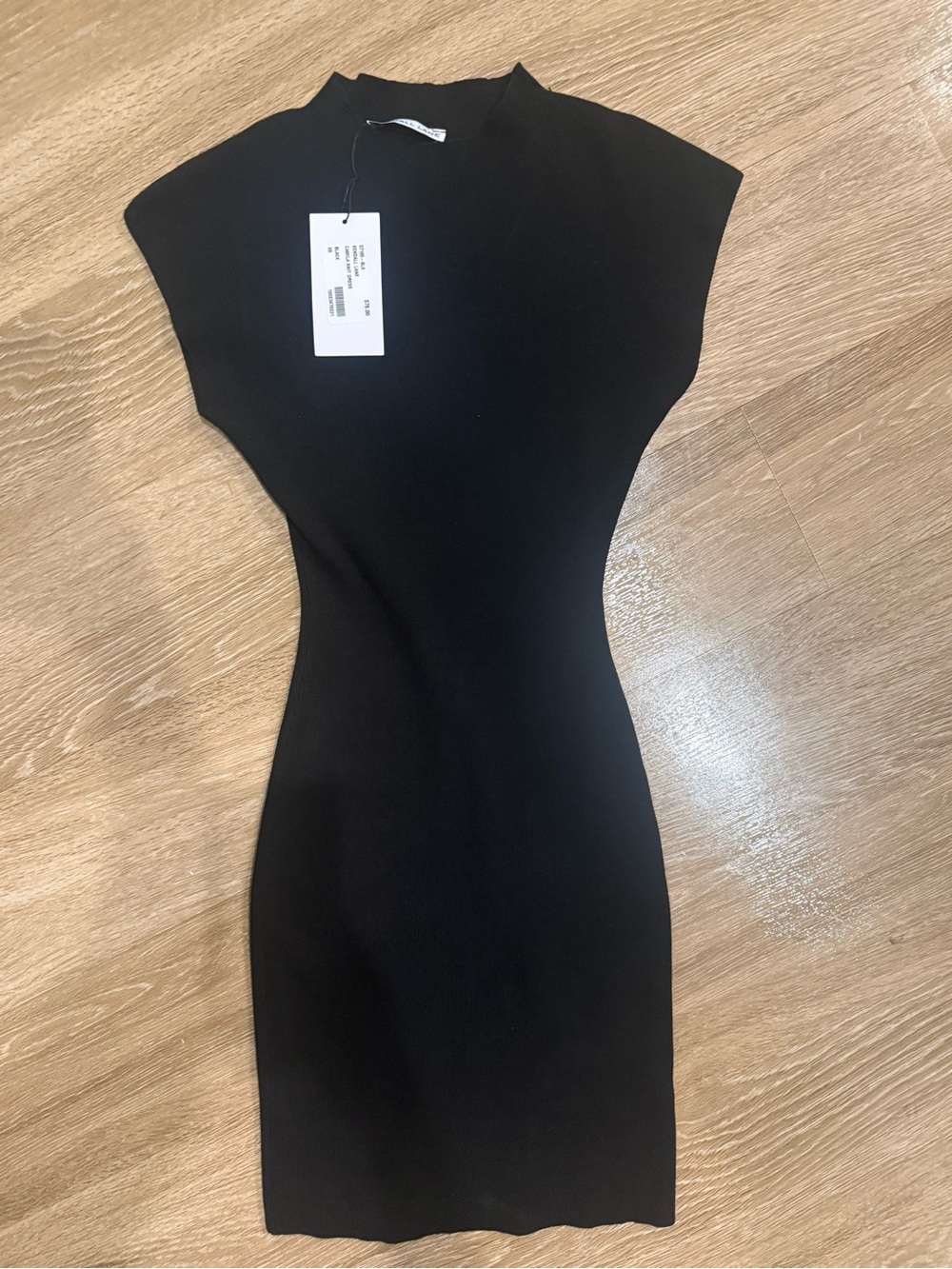 Fitted Black Cap-Sleeve Mini Dress